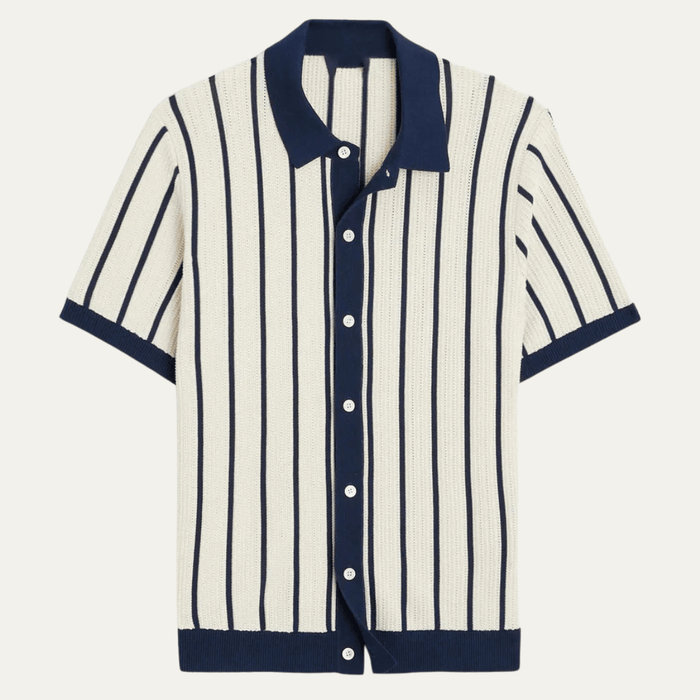 Men's Polo Shirt — Collared Knit Style Full Button Closure
