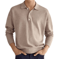 Men's Polo Shirt — Regular Fit Long Sleeve Classic Button Front