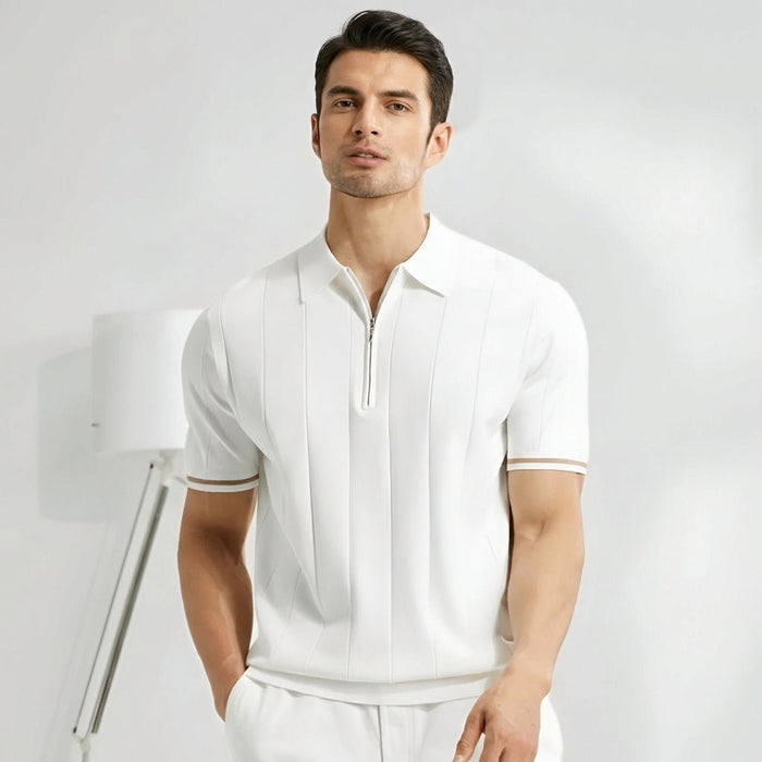 Men's Polo Shirt — Regular Fit Short Sleeve Quarter-Zip Closure