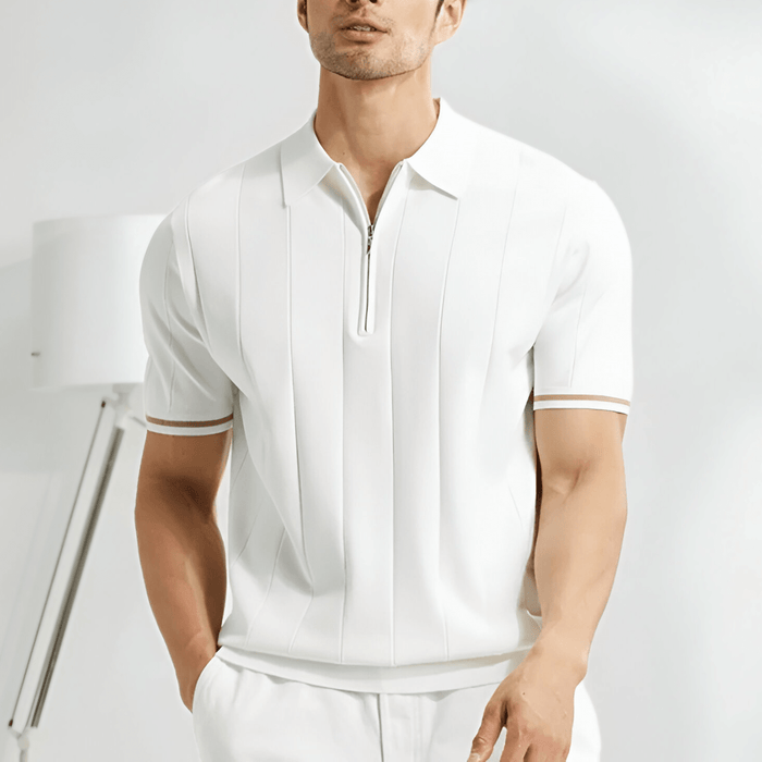 Men's Polo Shirt — Regular Fit Short Sleeve Quarter-Zip Closure