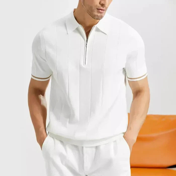 Men's Polo Shirt — Regular Fit Short Sleeve Quarter-Zip Closure