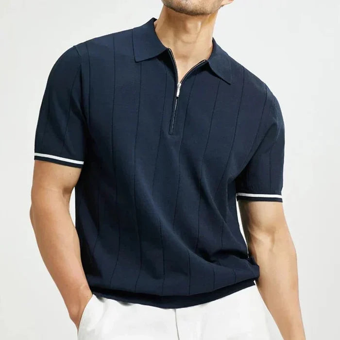 Men's Polo Shirt — Regular Fit Short Sleeve Quarter-Zip Closure