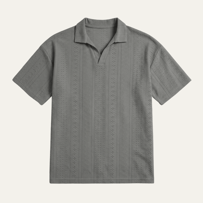 Men's Polo Shirt — Textured Knit Short Sleeve Collar Regular Fit
