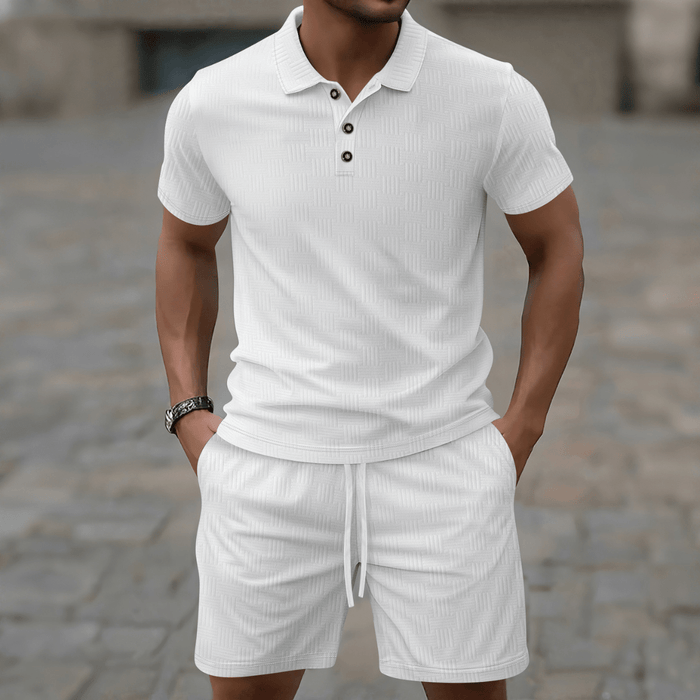 Men's Polo & Shorts Set — Short Sleeve Drawstring Two-Piece