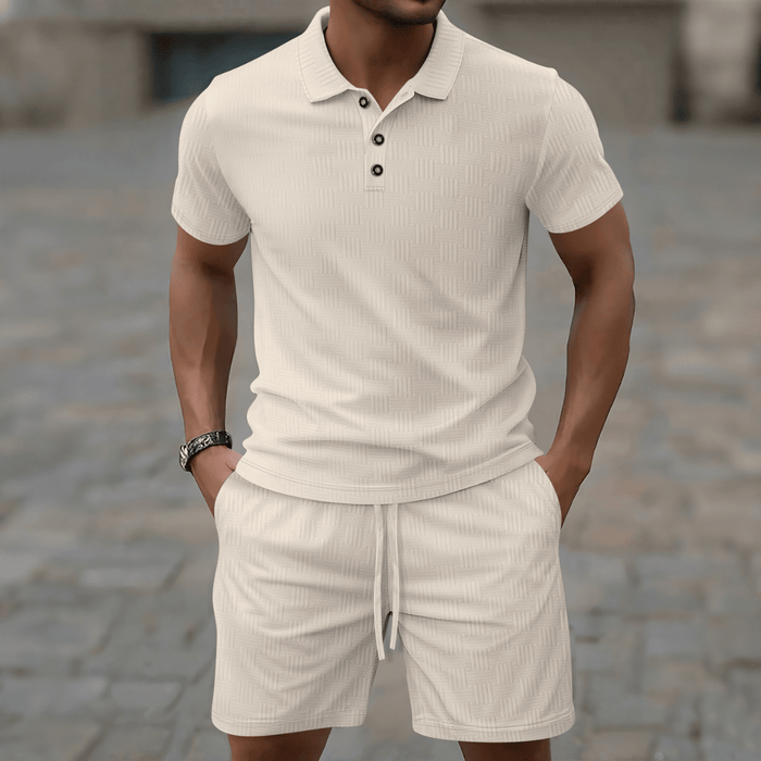 Men's Polo & Shorts Set — Short Sleeve Drawstring Two-Piece