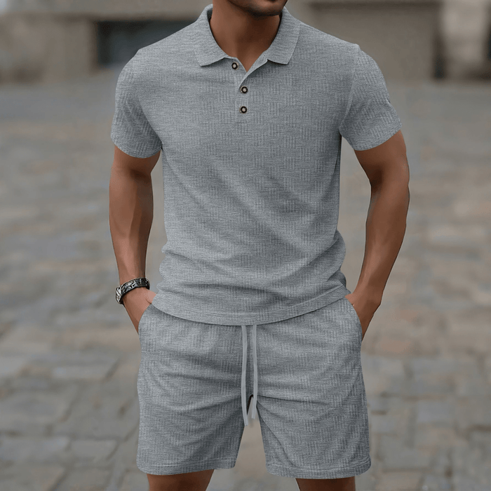 Men's Polo & Shorts Set — Short Sleeve Drawstring Two-Piece
