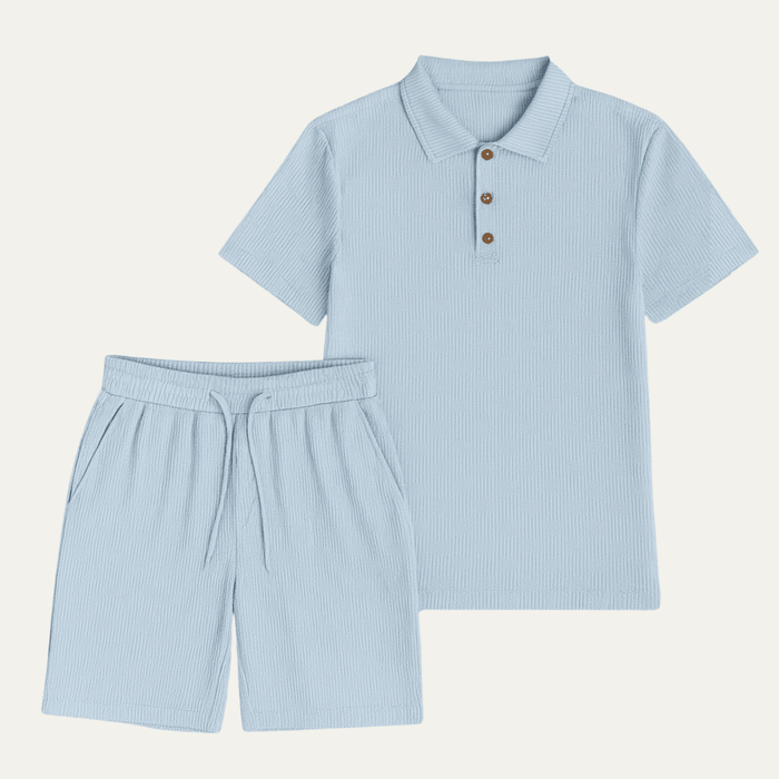 Men's Polo & Shorts Set — Short Sleeve Drawstring Two-Piece