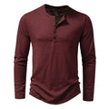 Men's Shirt — Long Sleeve Crew Neck Button Placket