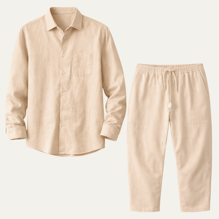 Men's Shirt & Pants Set — Long Sleeve Relaxed Fit Matching Design