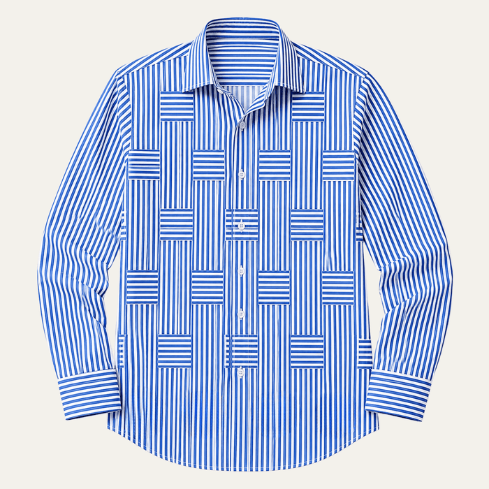 Men's Shirt — Striped Button-Up Tailored Fit Wrinkle Resistant