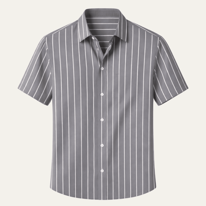 Men's Shirt — Striped Pattern Long Sleeve Button Placket