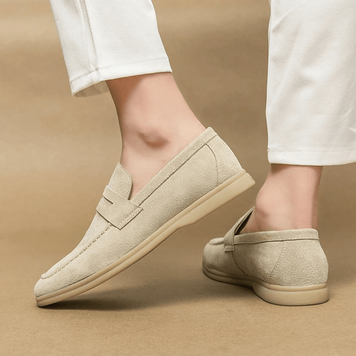 Men's Slip-On Loafers — Low Sole & Stitched Detail