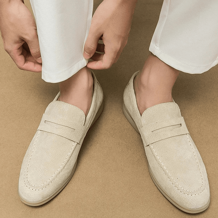 Men's Slip-On Loafers — Low Sole & Stitched Detail