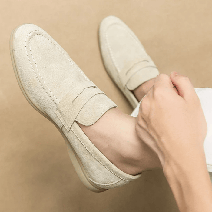 Men's Slip-On Loafers — Low Sole & Stitched Detail