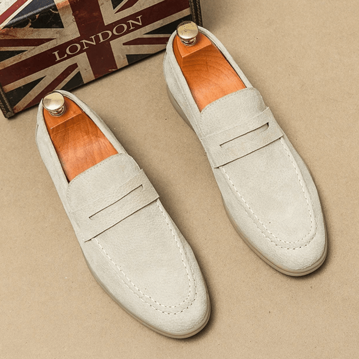 Men's Slip-On Loafers — Low Sole & Stitched Detail