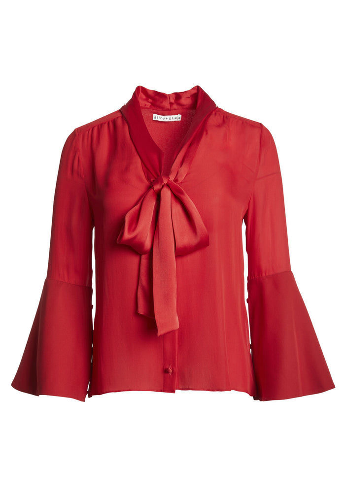 MERIDETH SLT SLV TIE NK BTNDWN - RUBY