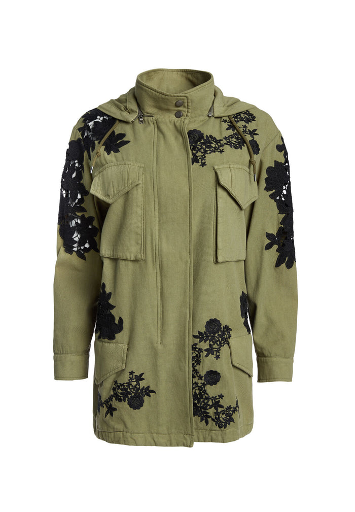 META EMB OVERSIZED PARKA - OLIVE/BLACK