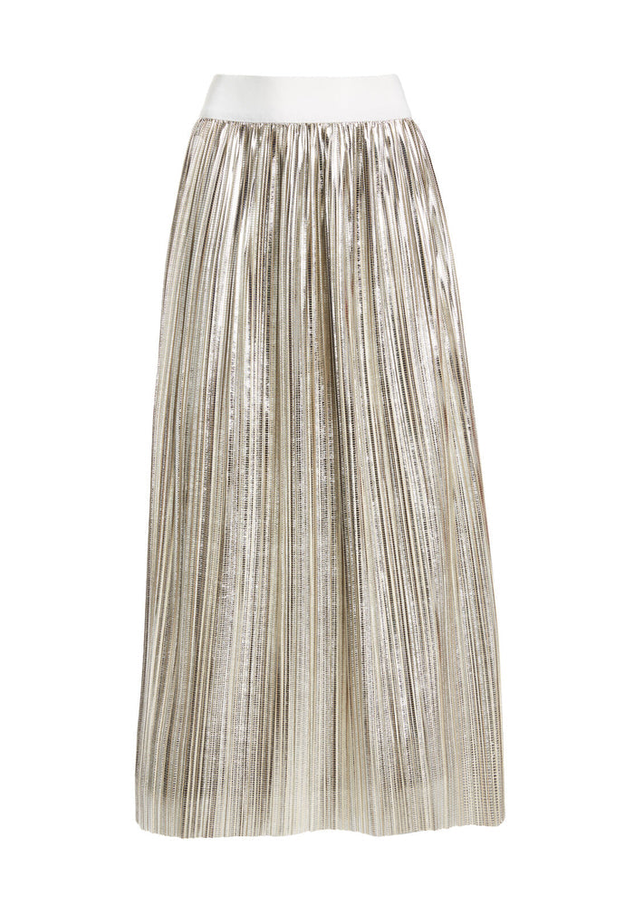 MIKAELA MIDLENGTH PLEATED SKRT - SILVER METALLIC