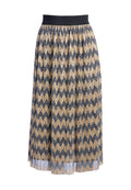 MIKAELA PLEATED MIDI SKIRT - SILVER/GOLD