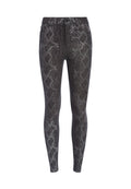 MIKAH SNAKE SKIN LEATHER PANT - BLACK/METALLIC