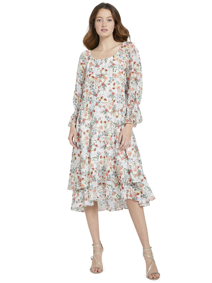MIORA HIGH LOW MIDI DRESS - BLUE BELL SOFT WHITE