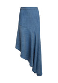 MOLINA ASYMM RUFFLE MAXI SKIRT - MEDIUM WASH CHAMBRAY