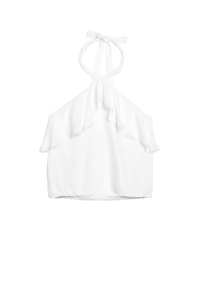 MONET RUFFLED HALTER TOP - CREAM