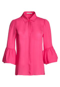 MONROW RUFFLE SLV BTN DWN - FUCHSIA