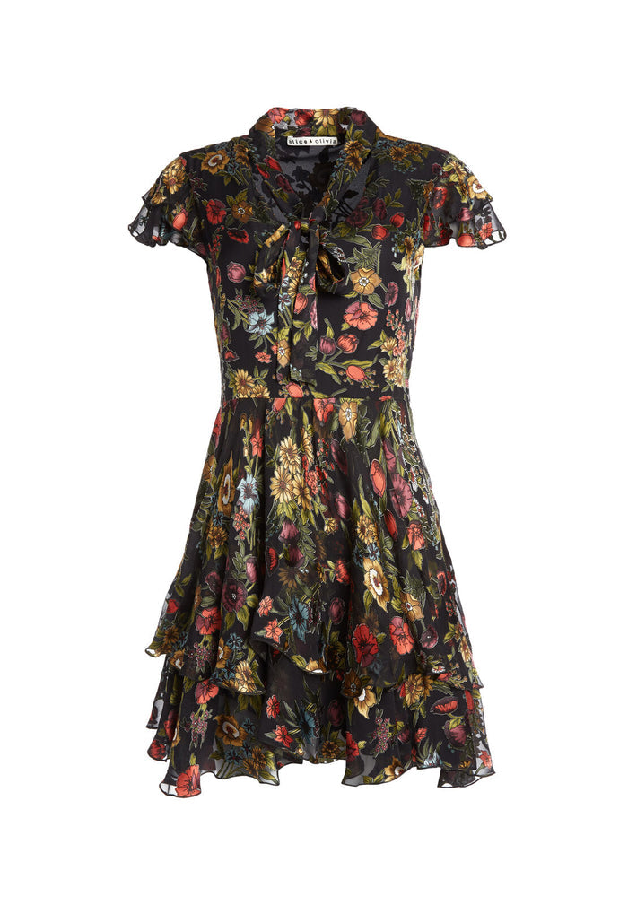 MOORE V NK LYRD SKRT TNC DRS - WESTERN FLORAL BLACK