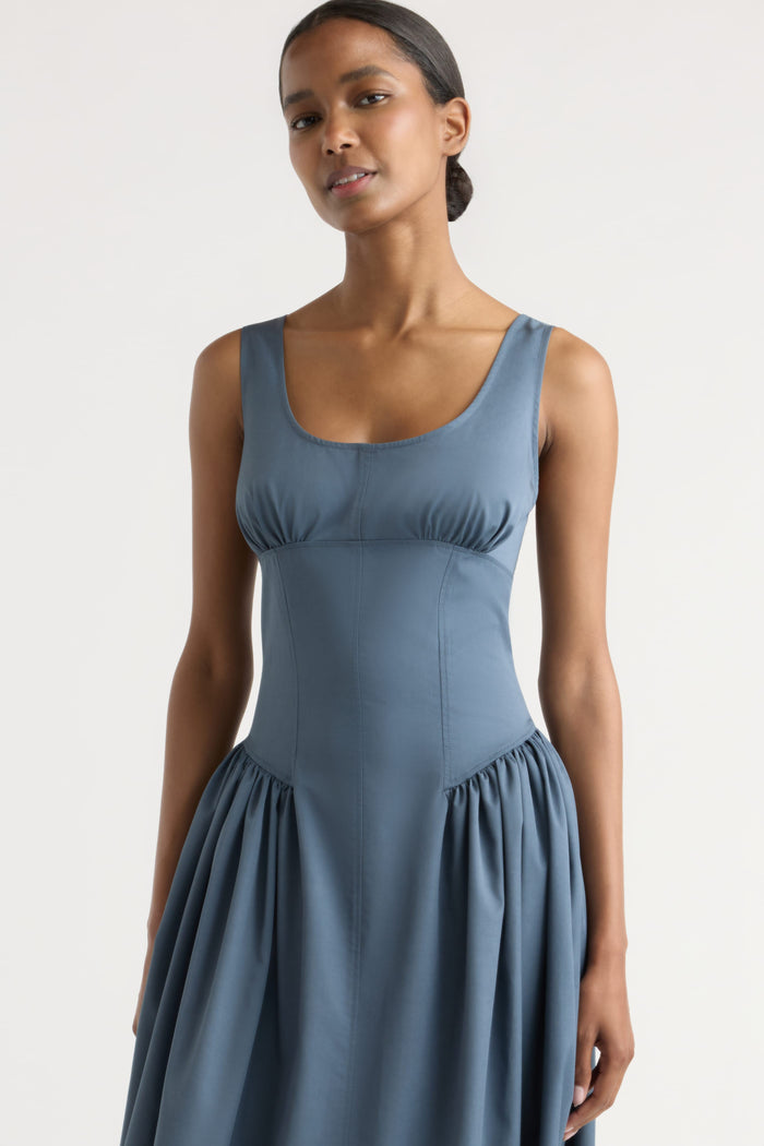 Isilda | Nadiyah Bustier Shirred A-Line Dress in Size Extra Small