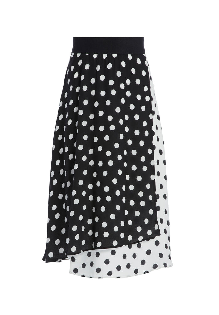 NANETTE POLKA DOT MIDI SKIRT - POLKA DOT BLACK/SOFT WHITE