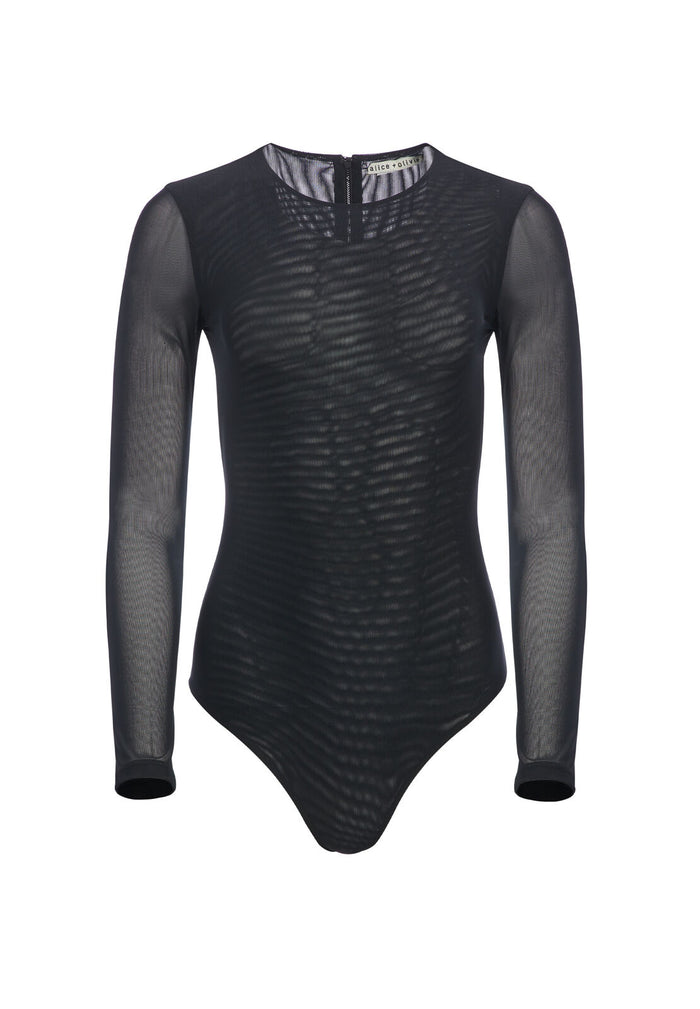 NARA FITTED MESH BODYSUIT - BLACK