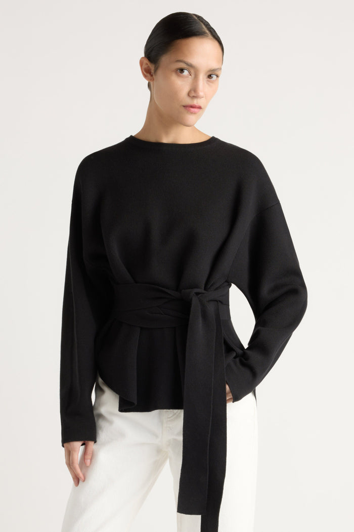 Charlotte | Nara Tie-Front Knit Sweater in Size Small