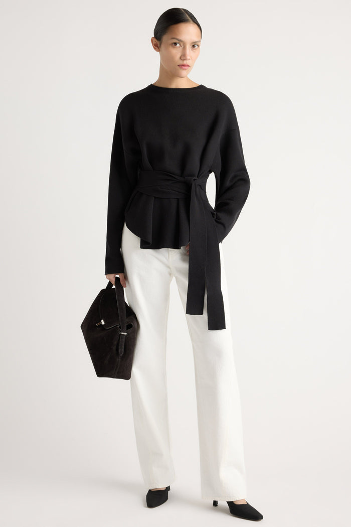 Charlotte | Nara Tie-Front Knit Sweater in Size Small