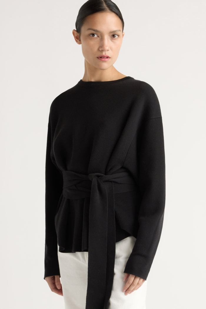Charlotte | Nara Tie-Front Knit Sweater in Size Small