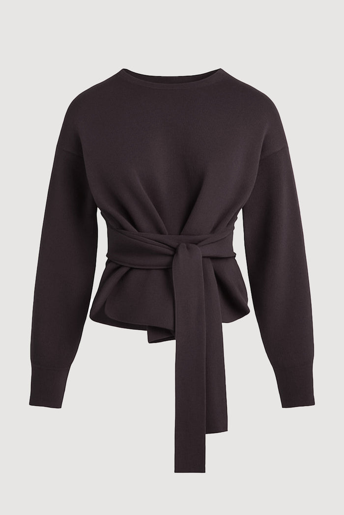 Charlotte | Nara Tie-Front Knit Sweater - Flat