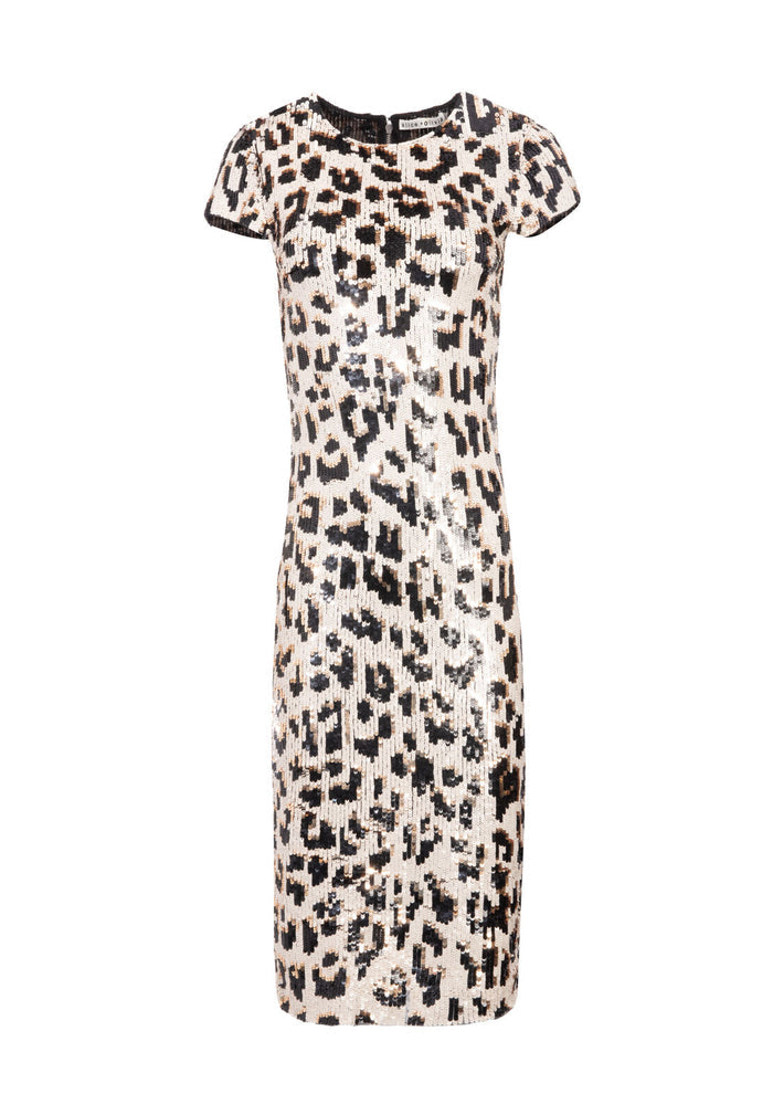 NAT EMBELL SS DRESS - LEOPARD