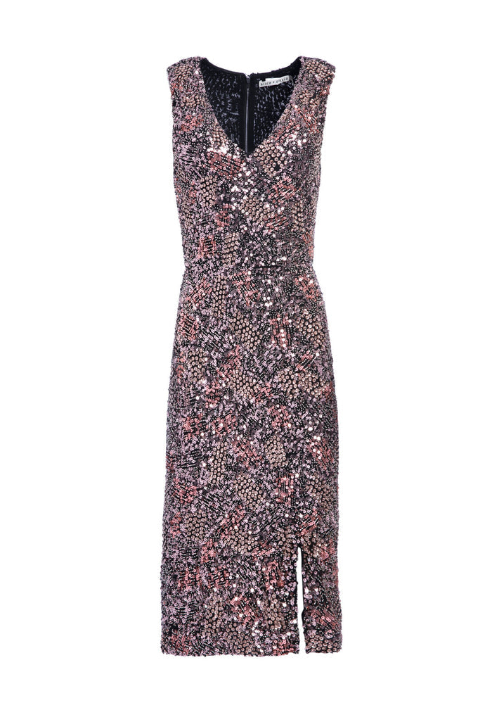 NATALIE SEQUIN MIDI DRESS - ROSE GOLD
