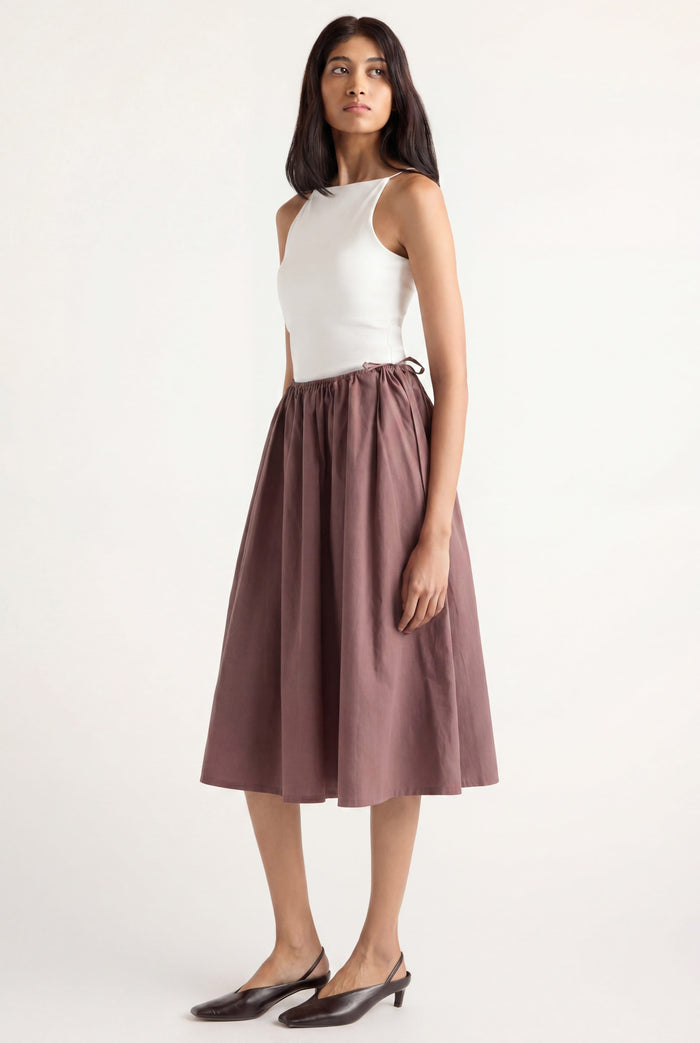 Arya | Naveli Side-Tie Poplin Skirt in Size Small