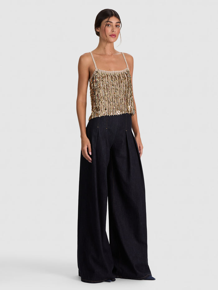NICOLETTE SEQUIN TANK - SAND/GOLD