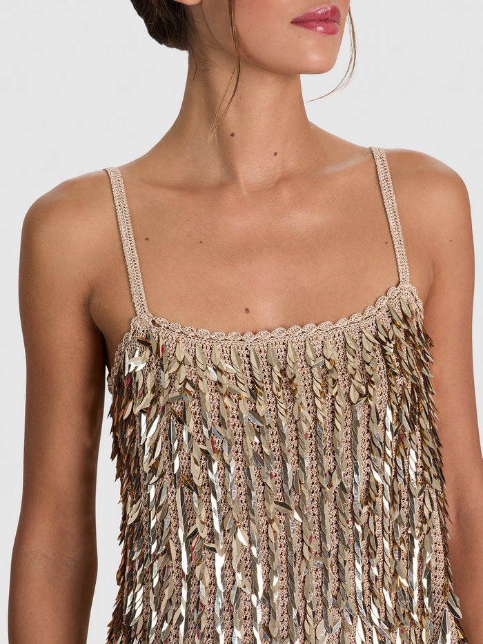 NICOLETTE SEQUIN TANK - SAND/GOLD