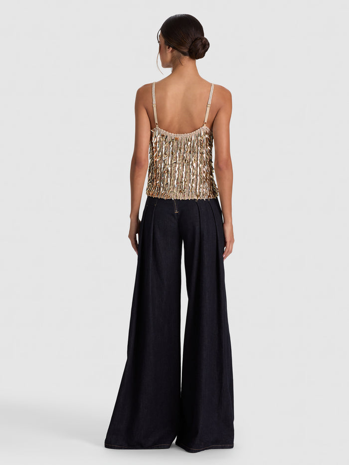 NICOLETTE SEQUIN TANK - SAND/GOLD