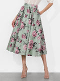 NILDA VOLUMINOUS SKIRT - SAGE MULTI