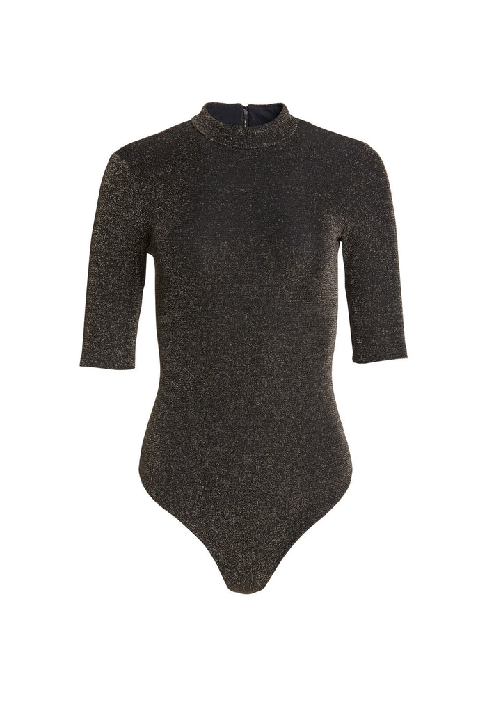 NISHA METALLIC BODYSUIT - BLACK/GOLD