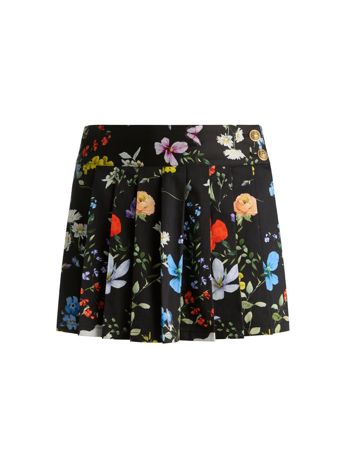 NOAH PLEATED MINI SKORT - TWISTING VINES BLACK