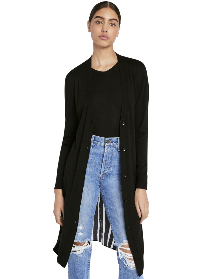 NOLA STRIPED BACK CARDIGAN - BLACK/MOONDUST STRIPE