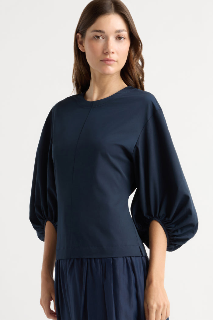 Renée | Octavia Balloon-Sleeve Shirred Dress in Size Small