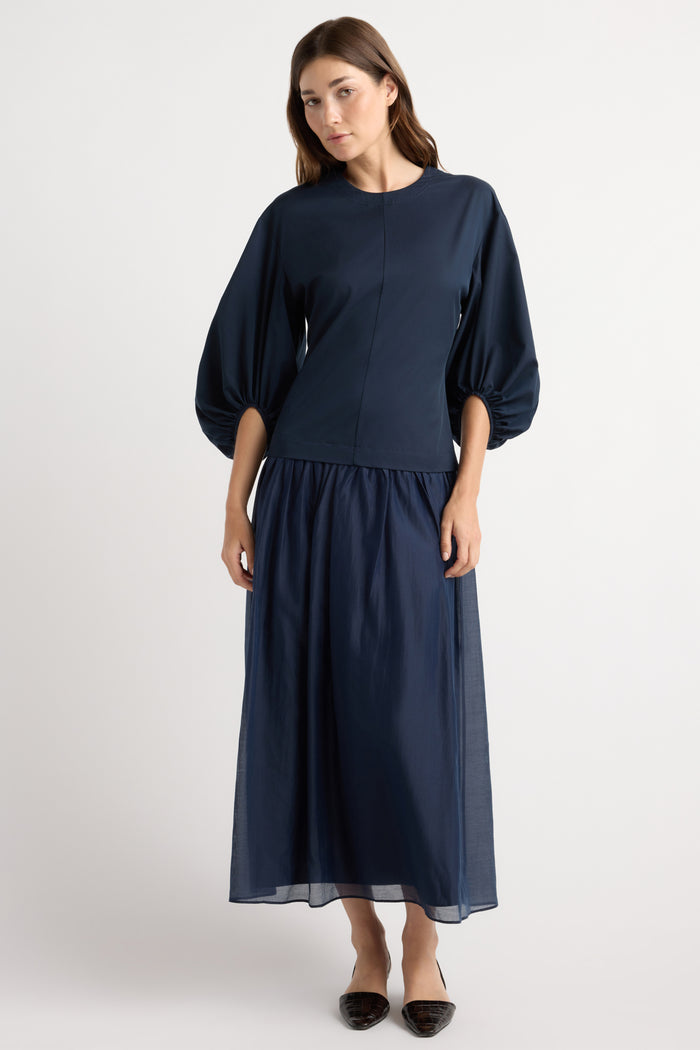 Renée | Octavia Balloon-Sleeve Shirred Dress in Size Small