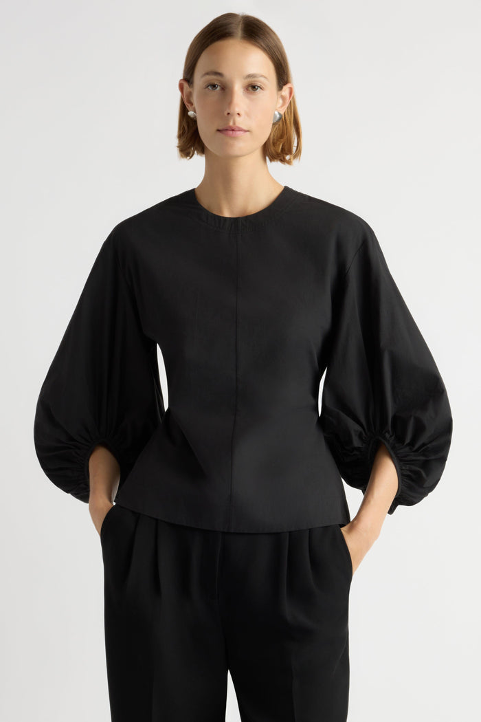 Mali | Odessa Sculpted Balloon-Sleeve Blouse in Size Small
