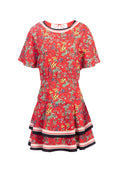 PALMIRA TIE BK TIERED RFLE DRS - SM FREESIA BLOSSOM BT POPPY/MT